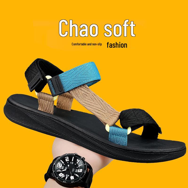 

Мужские летние пляжные сандалии 2025 - Сандалии для улицы с мягкой подошвой из ЭВА 42 синий/коричневый