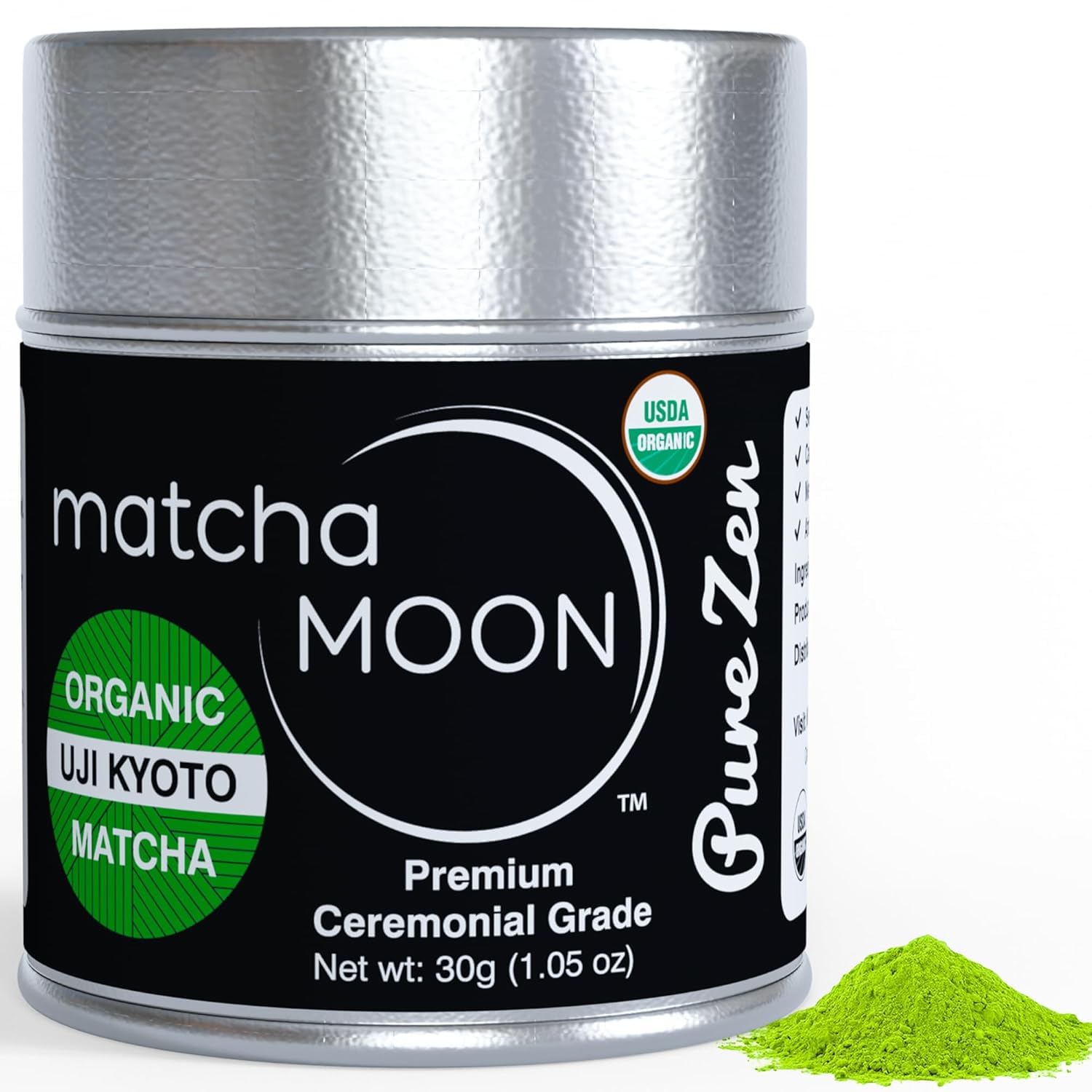 Matcha Moon Kyoto Uji Matcha Organic Ceremonial Grade Japanese Matcha Powder 30g (Pesticide-Free, Additive-Free)