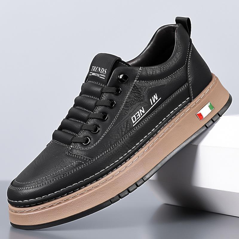 Men's Shoes 2025 Spring New Soft-soled Men's Casual Leather Shoes Trendy Shoes Board Shoes White Shoes Men