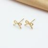 Gold Color Hollow Bowknot Stud Earring for Women Minimalist Simple Mini Brincos Wedding Alloy Ear Zircon Christmas Gift