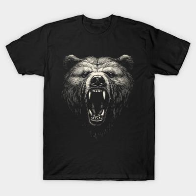 Asian Size Cotton Unisex Tshirt Print T-shirt Grizzly Bear T-shirt No-Cut Print Regular Fit