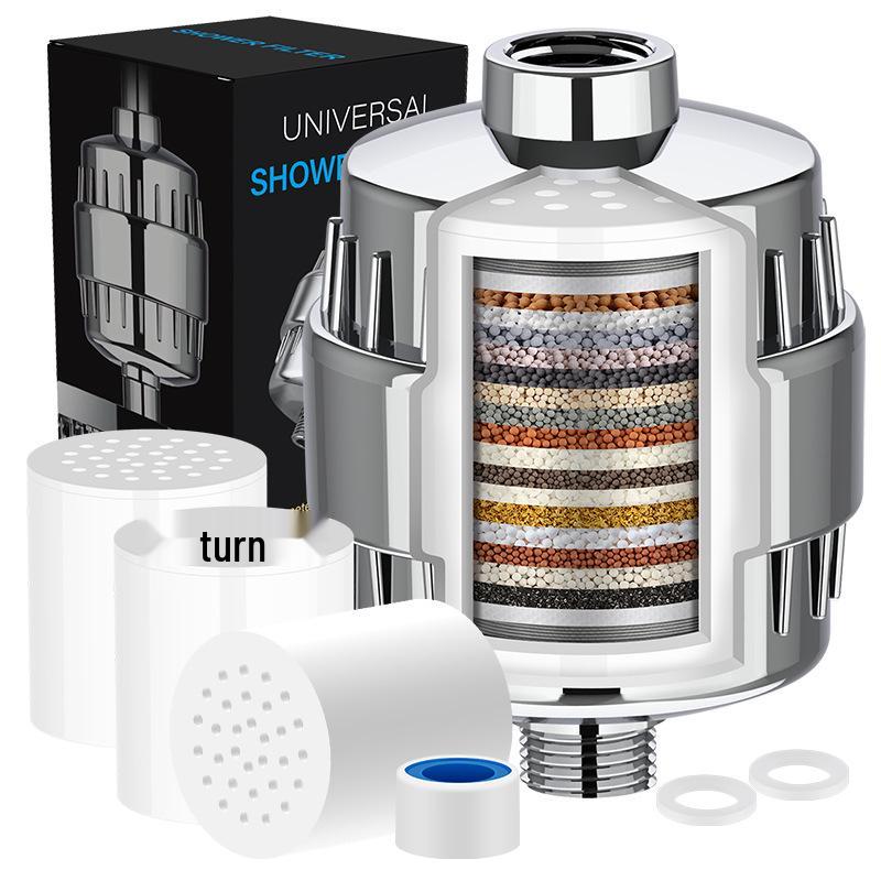 High-Flow 15-Stage Shower Filter: Removes Residual Chlorine & Beautifies Skin with 20-Layer Filter