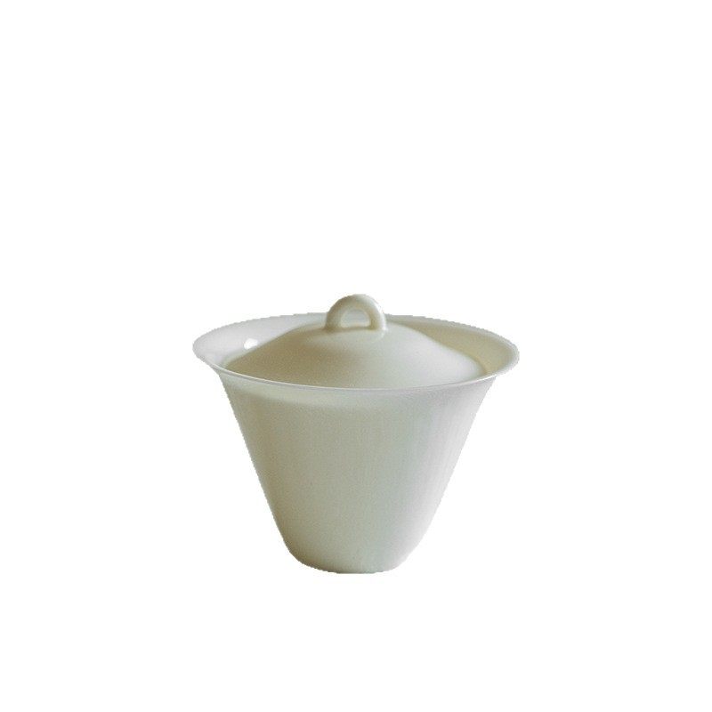 

110ml Thin Vertical Pattern Gaiwan Traditional Tea Tureen Tea Bowl With Lid Kit Tea Making Cover Bowl Chinese Tea Set Collection 200ml білий
