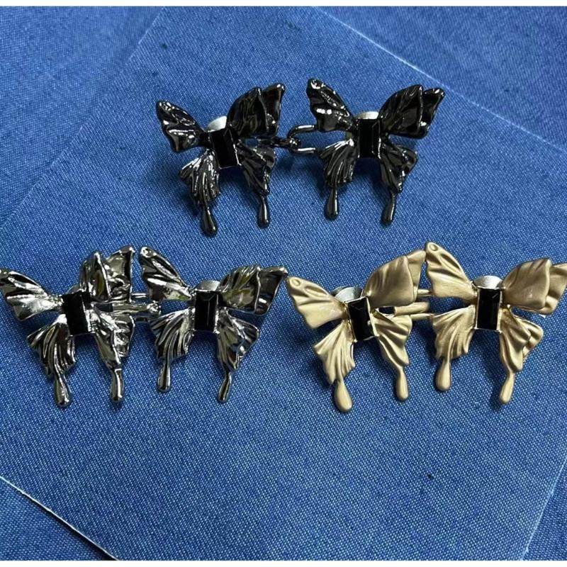 2pcs Nail-free Waist Buckle Butterfly Waist Closing Artifact Adjustable Snap Button Detachable Clothing Pant Jean Sewing