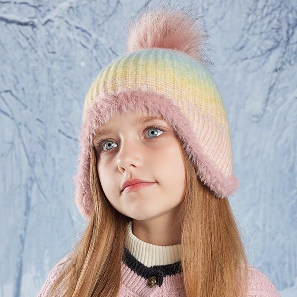 Multicolor Knitted Bucket Hat Warm Beanie Cap Fashion Ear Protection Hat Winter