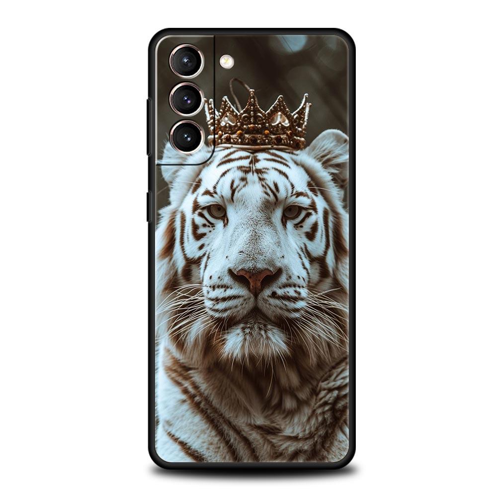 Soft TPU Phone Case For Samsung Galaxy S25 S24 S23 S22 S21 Ultra S20 FE 5G S10 S10E Plus Tigre Wolf Lion Animal Black Cover