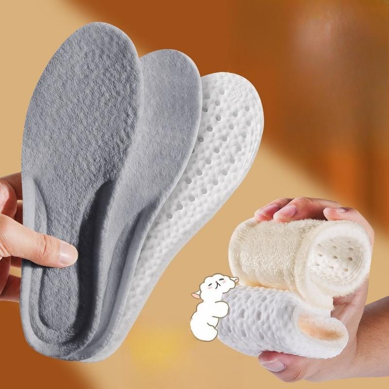 3pair Triple Double Warm Insoles Thickened in Autumn and Winter Antibacterial and Deodorant Sports Shock Absorption Soft Elastic