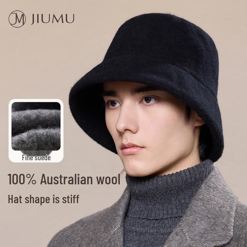 

JIUMU Men s Warm Wool Bucket Fisherman Hat