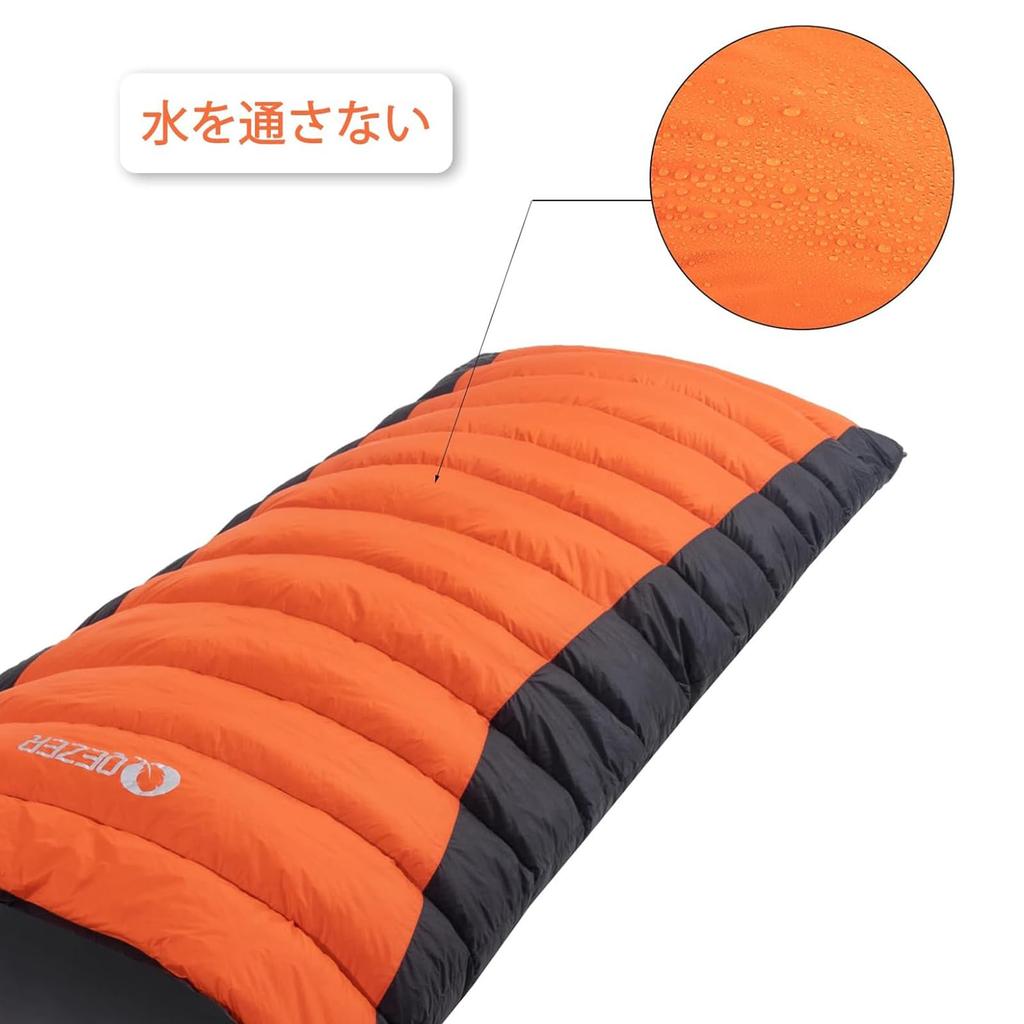 QEZER Envelope-Style Down Sleeping Bag, 600FP, Lightweight, Compact Storage, Fully Openable, Foot-Out Design, All-Season (Spring, Summer, Autumn, Wint