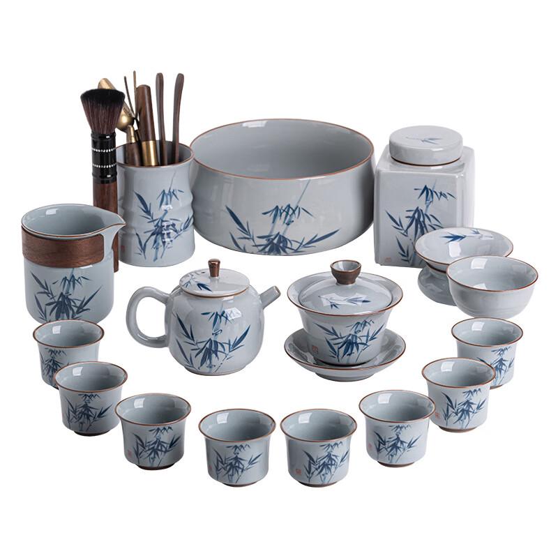 Hand-painted Blue and White Kung Fu Tea Set