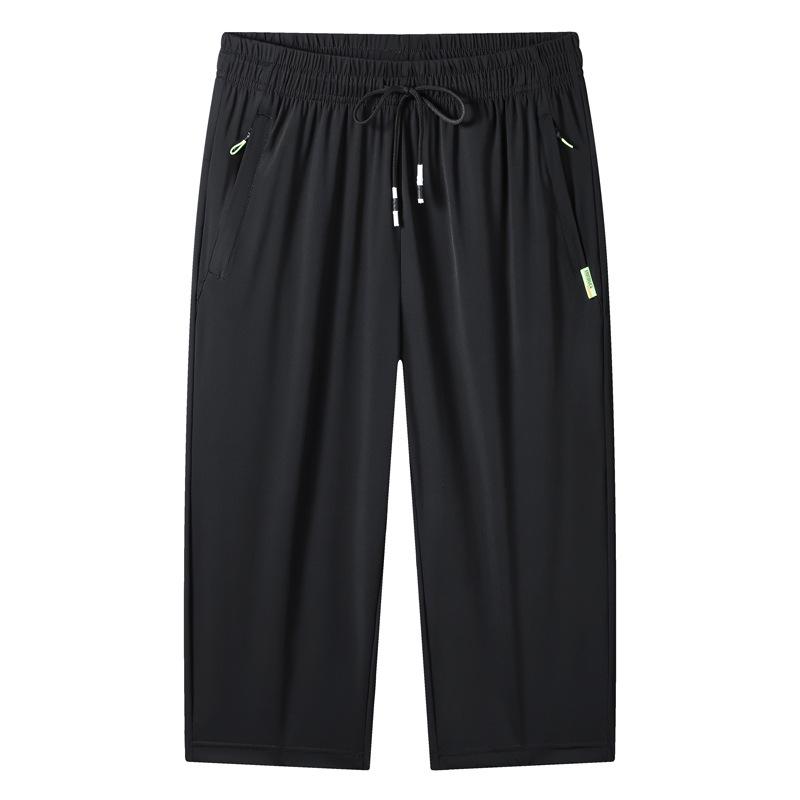 Men's Plus Size Quick-Dry Summer Silk Capris - Breathable, Fashionable, Loose-Fit Shorts