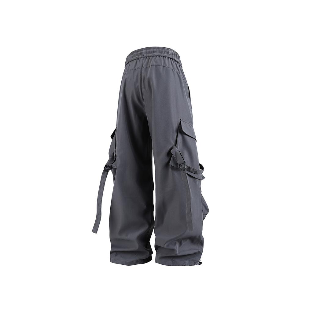 Women's Overalls Casual Lightweight Solid Color Trousers Drawstring Multi-Pockets Straight Leg Pants
