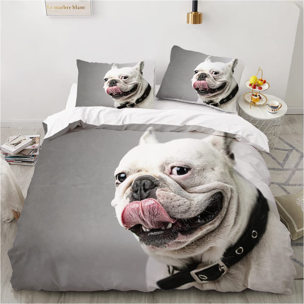 Cartoon Bulldog King Queen Duvet Cover Shar Pei Pup Dog Bedding Set Lovely Pet Puppy Doggy Quilt Cover Polyester Comforter Cover
