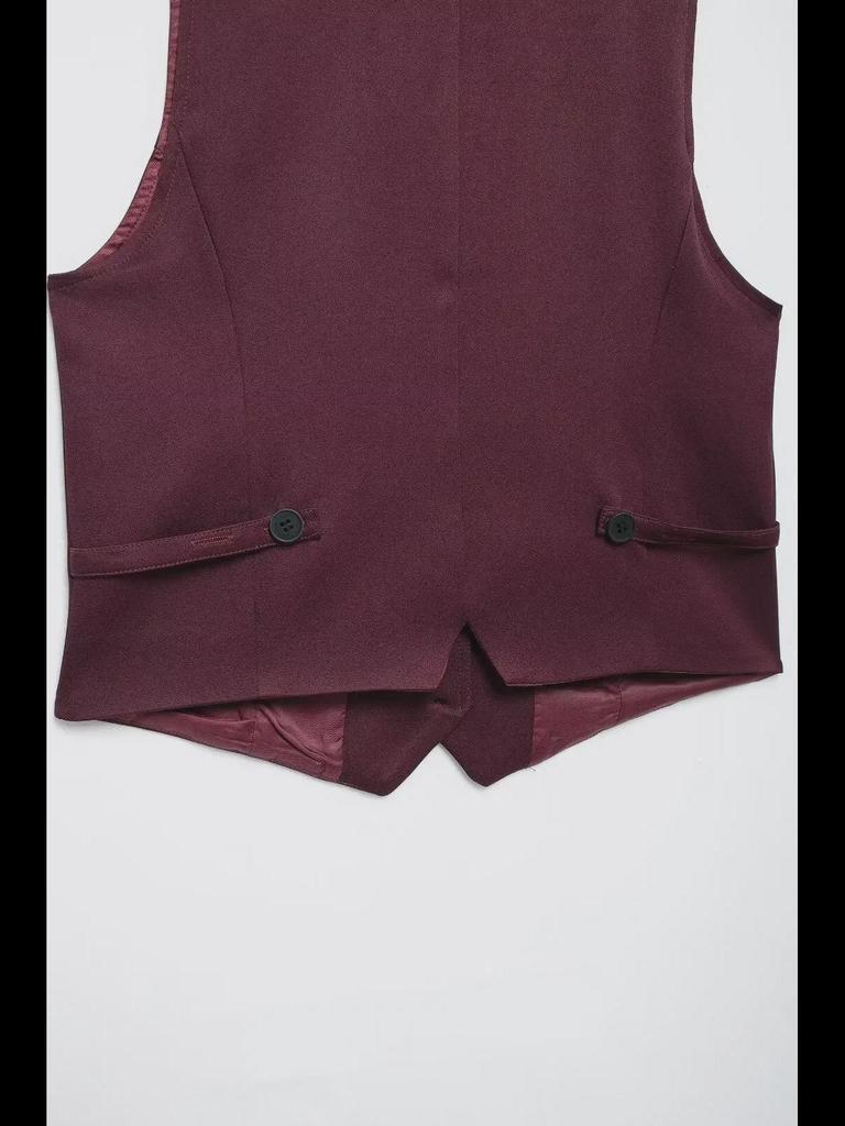 Sleeveless Slim Vest & Wide-Leg Pants Women's Suit