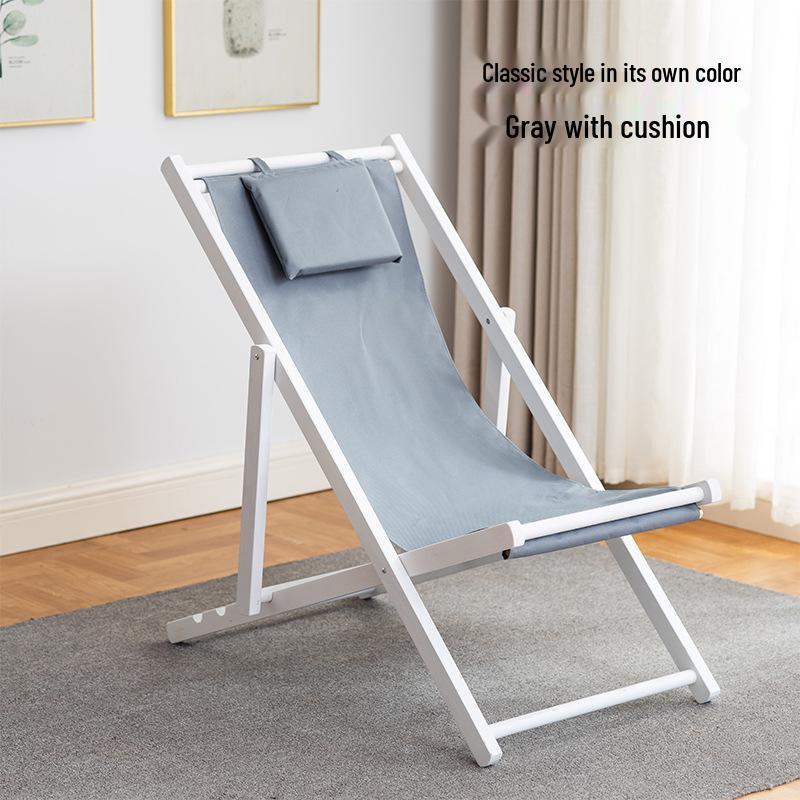 Solid Wood Outdoor Folding Recliner Beach Chair with Canvas for Adults