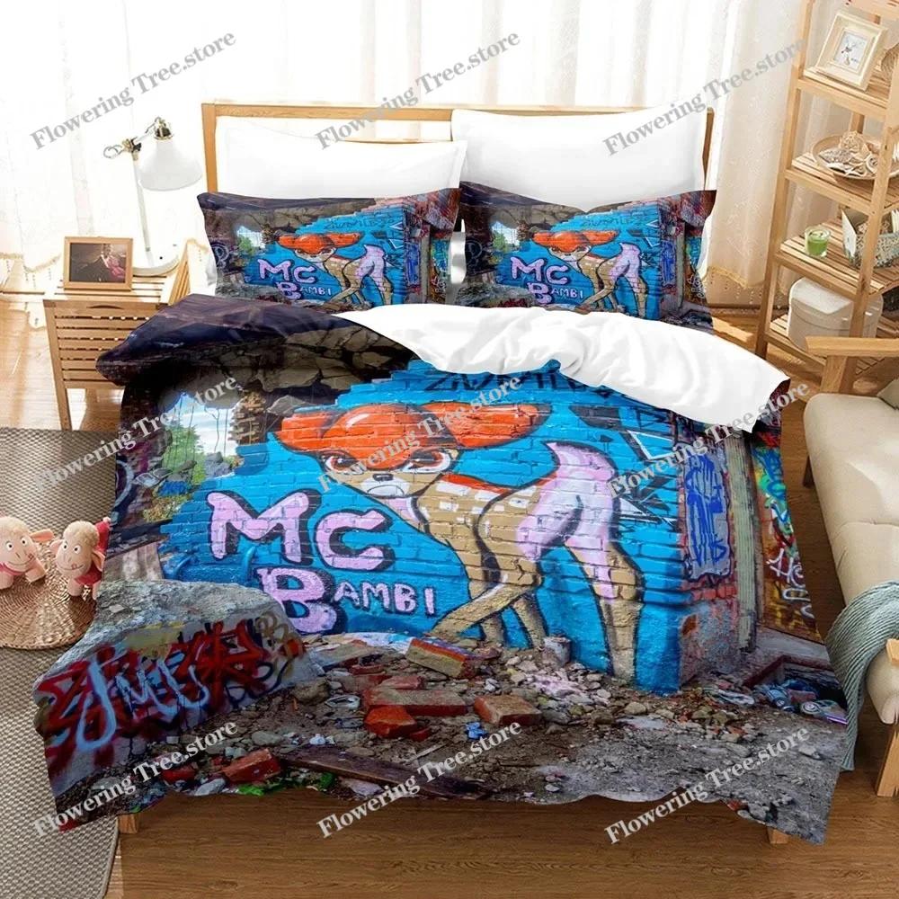 Graffiti Duvet Cover Set KingQueen Size Kid Boys Youth Modern Wall Urban Street Art Painting Polyester Bedding Set Pillowcases