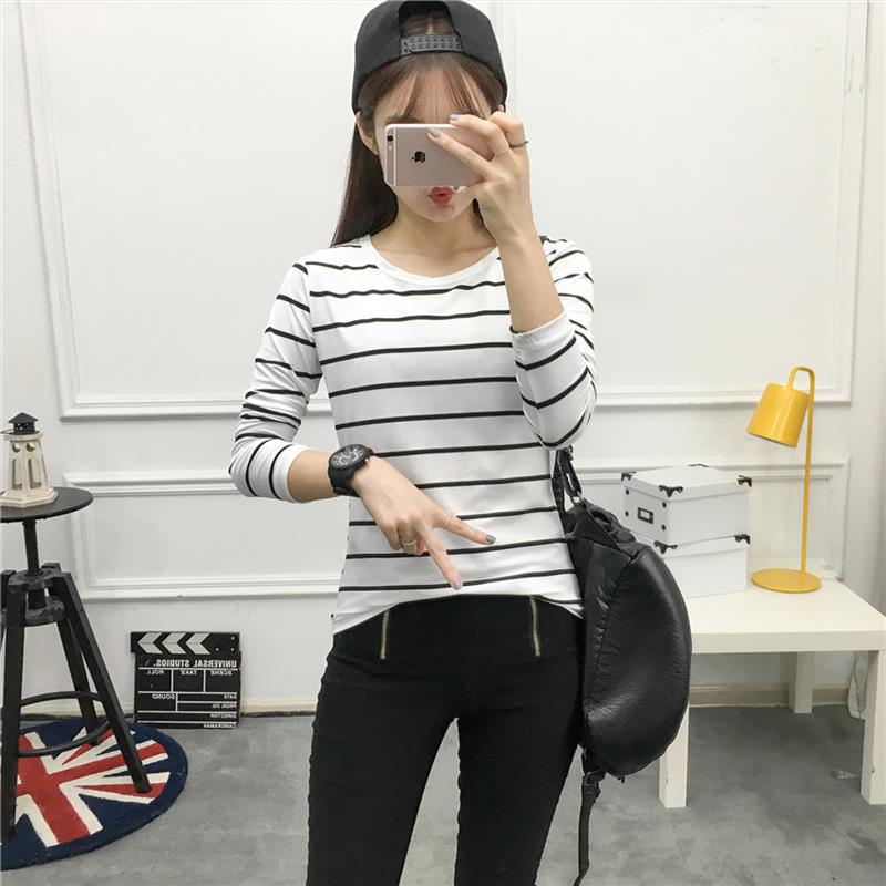 Women's Crew Neck Long Sleeve Striped Tee Loose Fit Casual Commute Polyester Autumn Basic Top