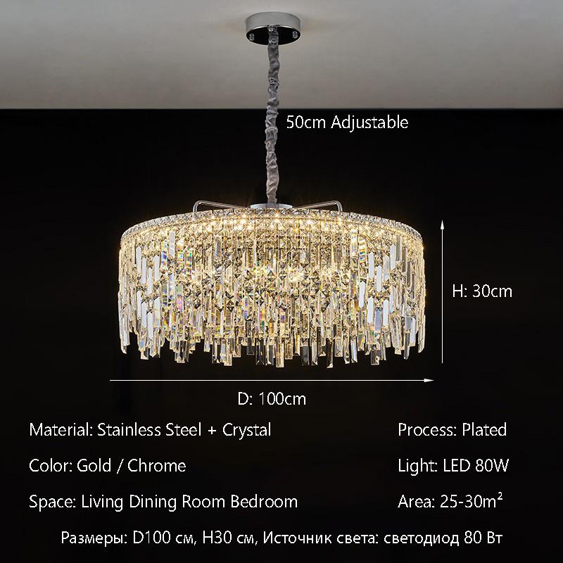 Luxury Nordic Lustre Crystal LED Chandelier Indoor Ceiling Pendant Light Villa Living Dining Room Bedroom Hanging Decor Lighting