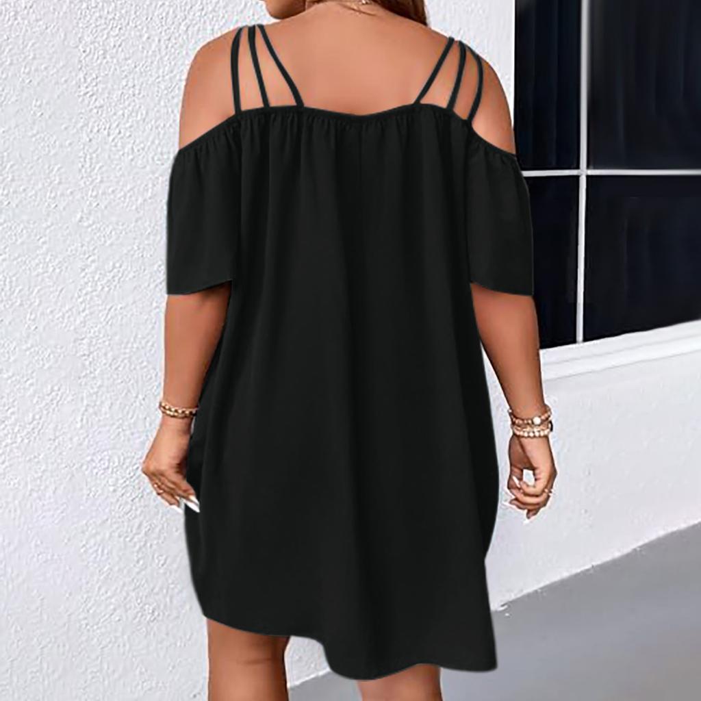 Ladies' Summer Loose And Comfortable Large Color One Shoulder Strap Dress