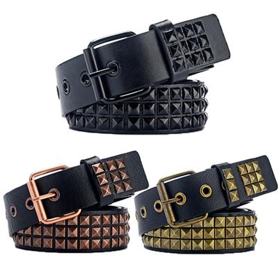 Cinto de rebite Cinto de metal com contas quadradas Cinto de pirâmide masculino e feminino Cinto jeans de ferragens punk europeu e americano