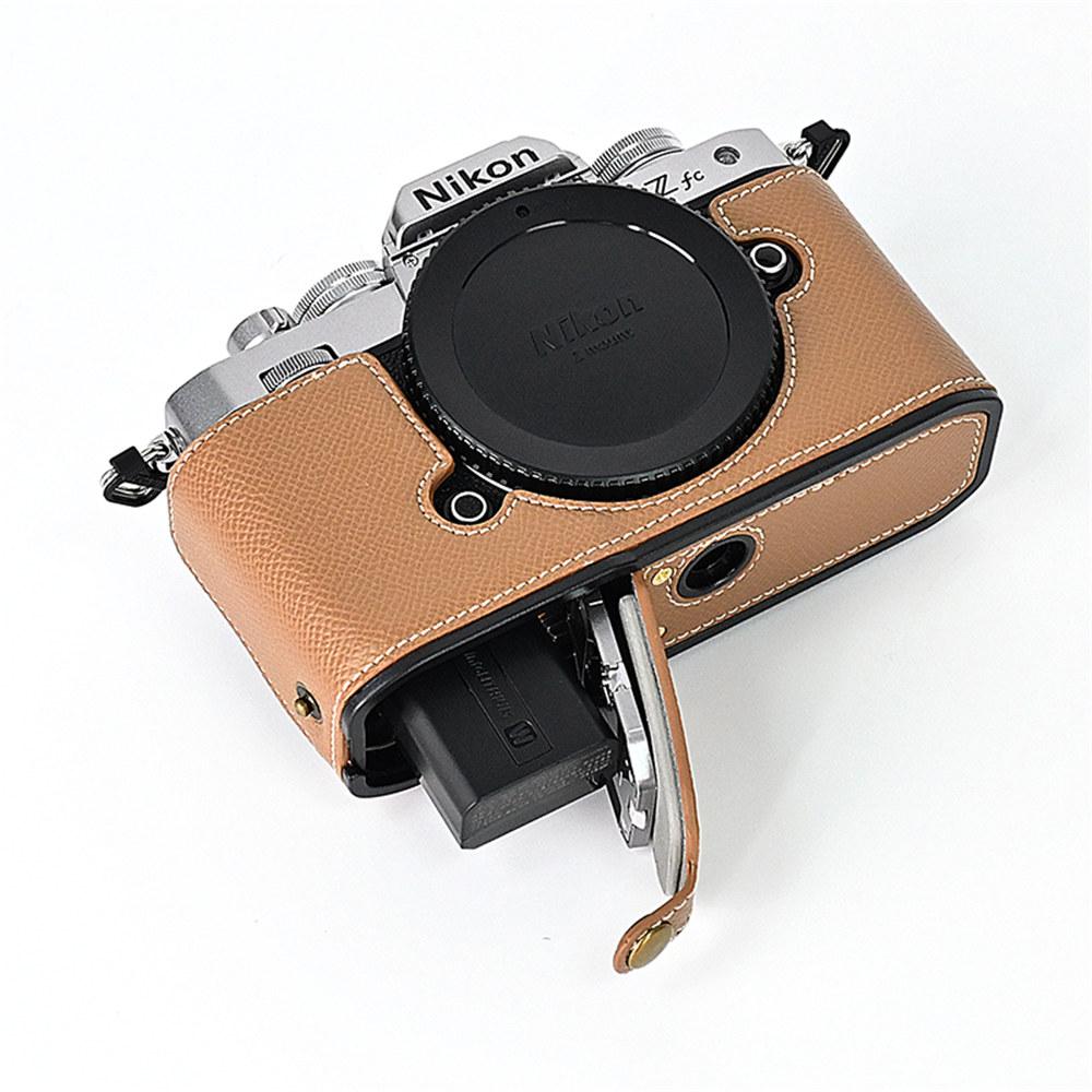 Palm Print PU Leather Camera Half Body Case For Nikon Zfc ZFC Battery Opening Bottom Cover With Hand Strap