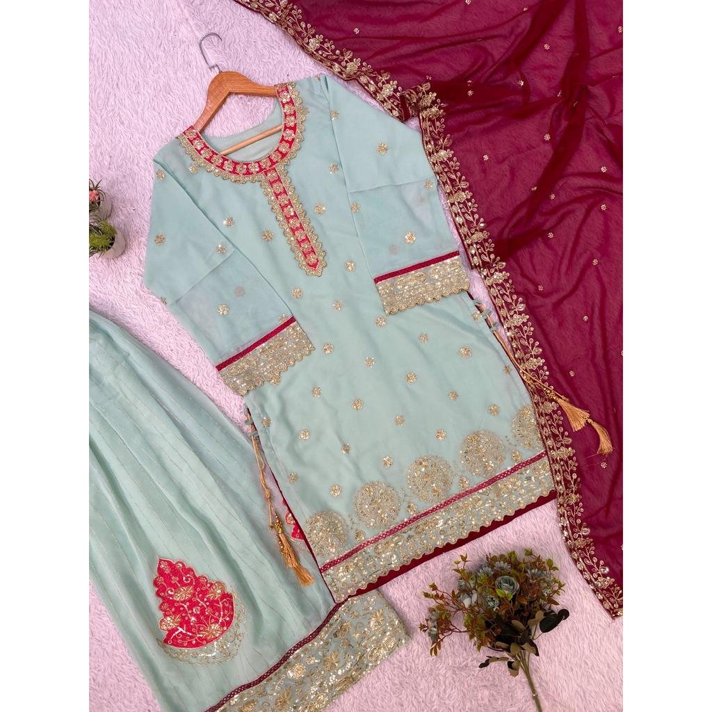 Bollywood Paksiatni Designer Palazzo Suit Indian Party Wear Ethnic Salwar Kameez