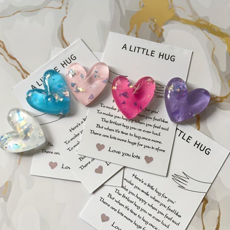 5pcs/Set Heart Shaped Resin Pocket Hug Cards, Multi Color Love Theme Greeting Cards With Invitation Pocket, Gift For Birthday, Wedding,Christmas Day,