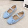 Modne Retro Płaskie Zamszowe Buty Damskie Casual Wiosenne Pasek z Klamrą Damskie Baleriny Jednolite Okrągły Nosek Płytkie Miękka Podeszwa Buty Damskie