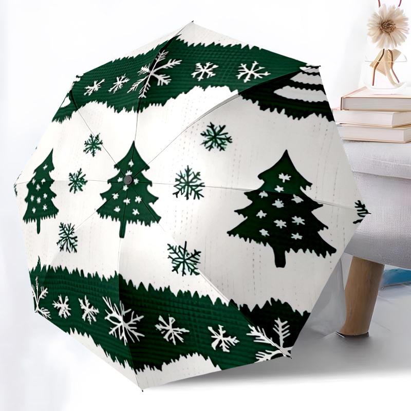 

1pc Christmas Tree Automatic Opening/Closing Folding Umbrella with 8 Ribs, Portable Sunshade Umbrella Birthday and Holidays gifts yy250105104