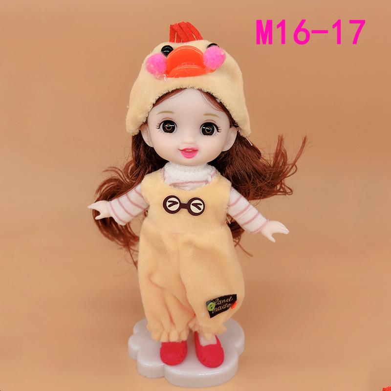 17cm 8-Point BJD Princess Doll with Denim Wedding Dress - 6-Inch Dress-Up Toy Set with Tops and Shorts