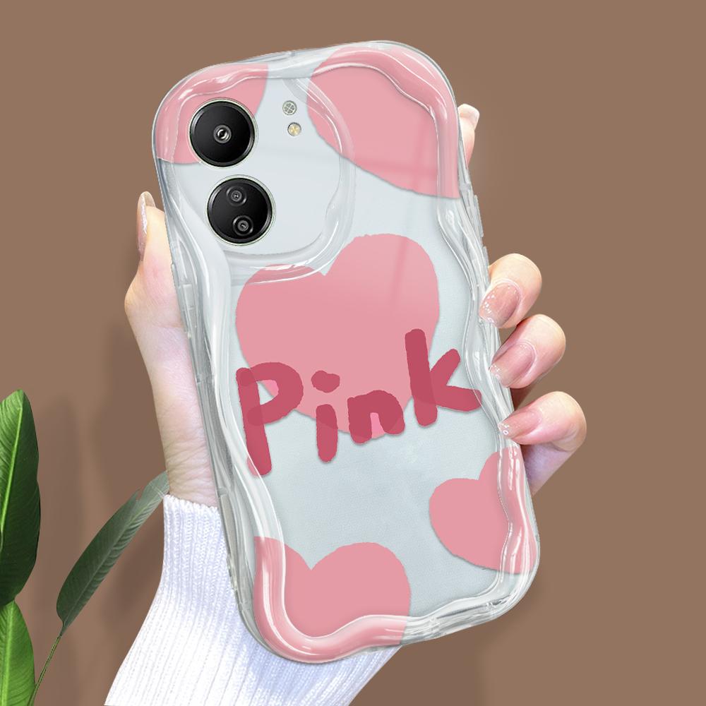 Carcasă cu textura cremă cu model de desene animate cu margine ondulată Husă din silicon moale pentru telefon pentru Xiaomi Redmi