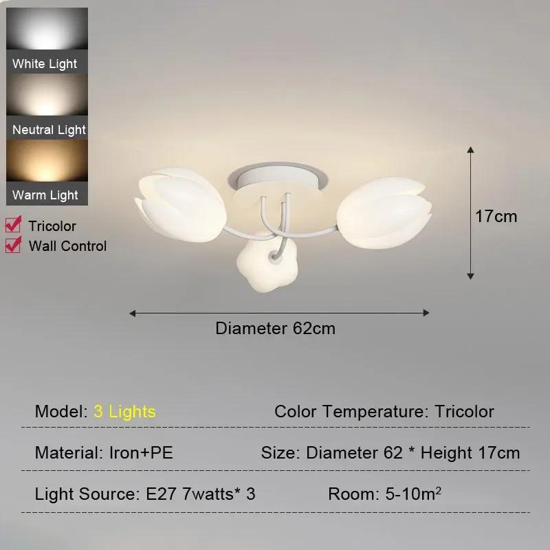 

Современный минималистский светодиодный потолочный светильник в стиле тюльпан кремового цвета для ресторана, спальни, прихожей, скандинавского роскошного домашнего декора, светильники Warm Light