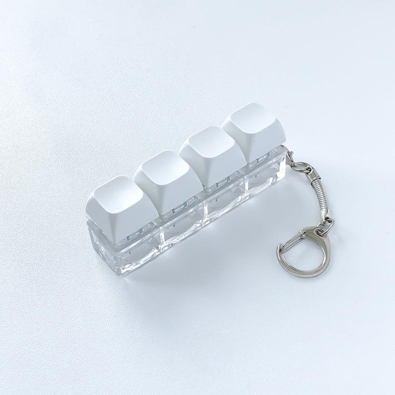 *4Keys Mechanical Keyboard Keychain Fidget Toy,Stress Relief Finger Press Button Anti-Anxiety Office Calming Decompression Toy