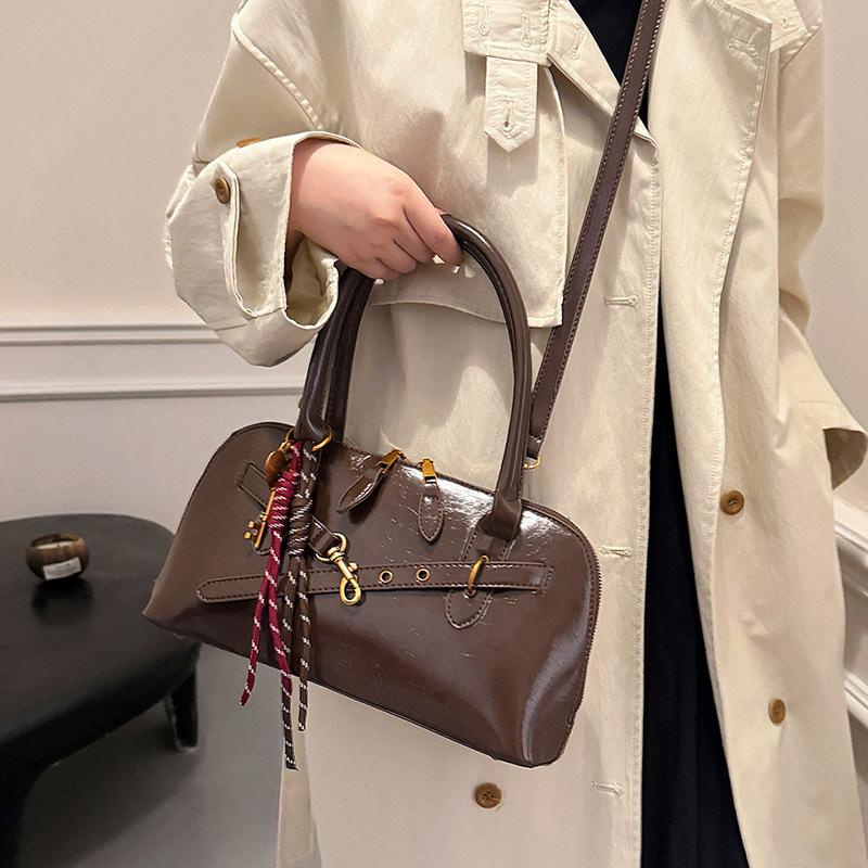 

Портативная сумка для поездок на работу, женская модная ретро-сумка для подмышек, простая сумка-мессенджер большой вместимости no pendant темно-коричневого