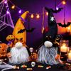 Halloween Plush Gnome Decorations Light Up Decoration, Spooky Orange Black Swedish Tomte Elf Figurine, Decorative Dolls for Fall Cute Glowing