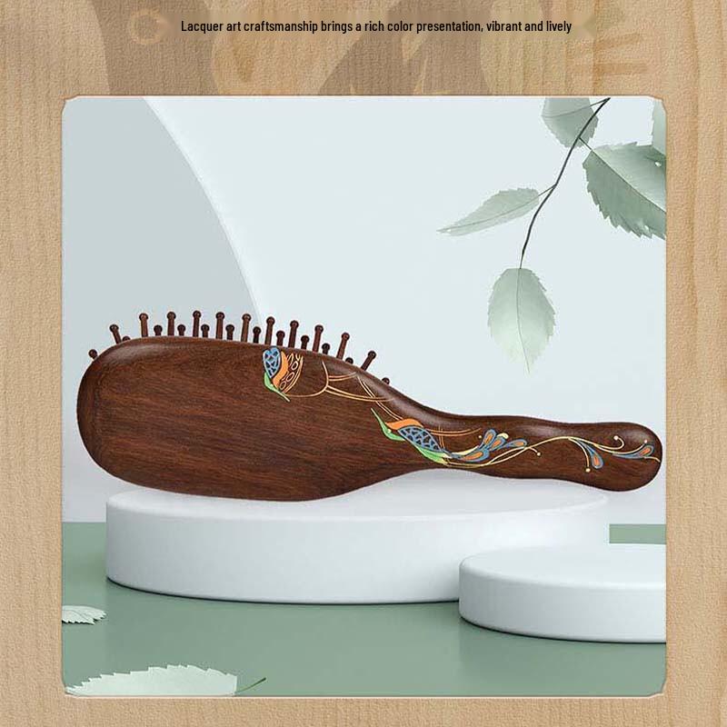 Tan Mujiang Cuiping Lacquer Art Airbag Massage Comb Gift Set