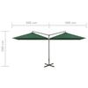 Double Cantilever Sun Umbrella with Steel Pole 600 x 300 cm Green