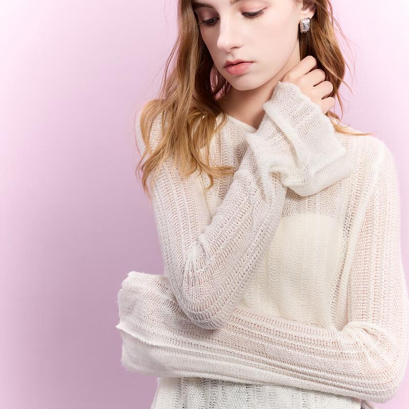 Sancai Dámský texturovaný pletený svetr s výřezy a rozparkem