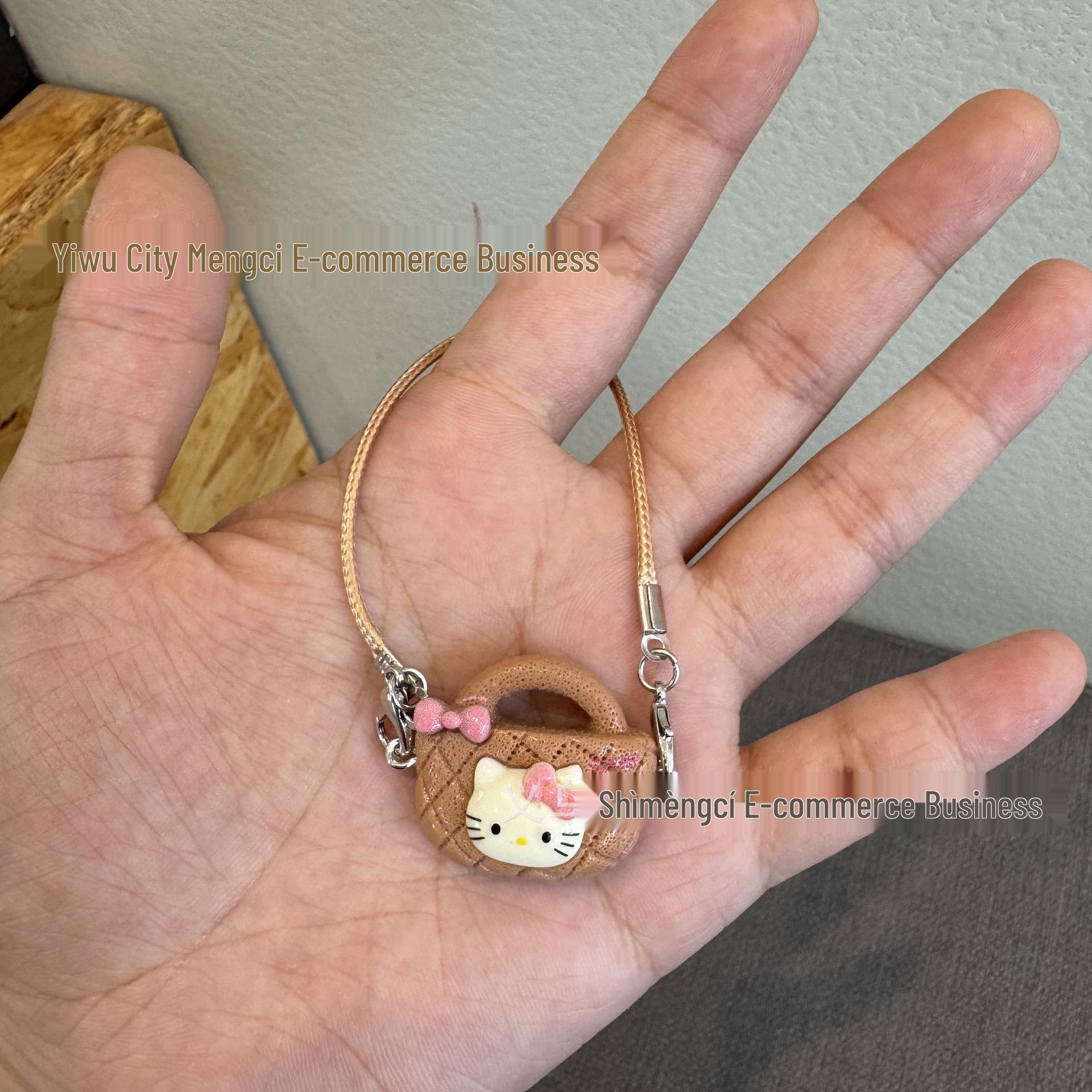New Cute Cartoon Cat Taiyaki Cream Glue Phone Case with Vegetable Basket Pendant