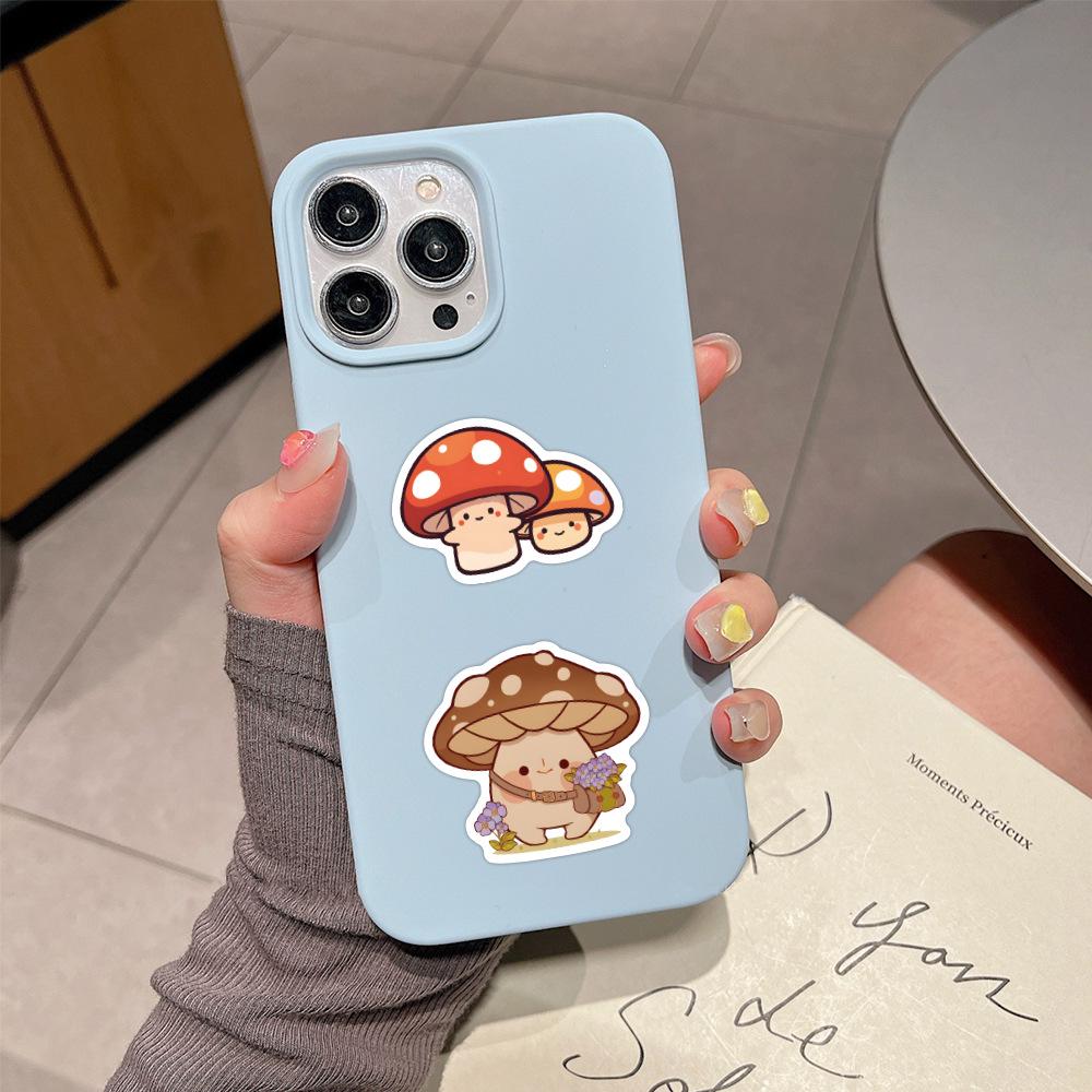60 Cute Mushroom Cartoon Graffiti Stickers - DIY Journal, Notebook, Water Bottle Decoration, Waterproof