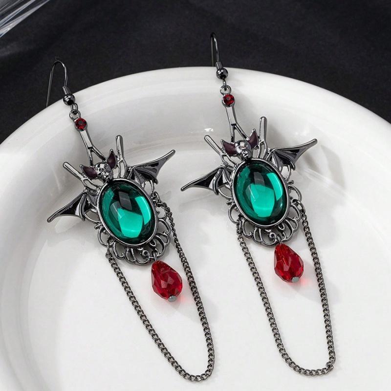 Gothic Vampire Bat Earrings For Women Night Bat Ghost Festival Punk Rock Hip Hop Earring Party Gift Zircon