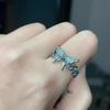 Blue Crystal Butterfly Ring Twisted Wavy Open Ring for Women Vintage Hip Cool Party Jewelry for Men
