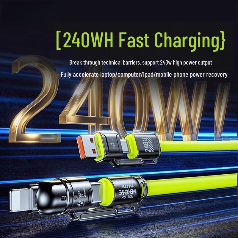 4-in-1 Fast Charging Data Cable for Apple, Type-C, Huawei, OPPO, Xiaomi, Honor, Car Chargers