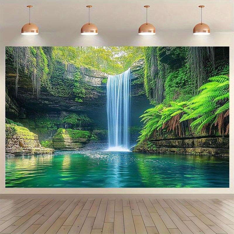 Waterfall Landscape Background Polyester Fabric Photography Background and Party Banners - Outdoor and Indoor Party Banners