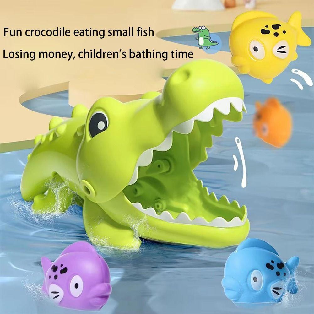 

Multiple Types Water Playing Toys Eating Small Fish Crocodile Water Toy Bathroom Bathing Toy Kids зелений