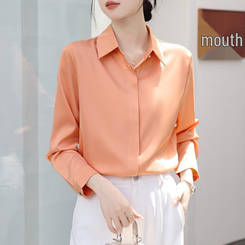 Damska biała satynowa koszula formalna z długim rękawem 2025: Odporna na zagniecenia, wysokiej klasy odzież profesjonalna na jesień/zimę do nauczania i na rozmowy kwalifikacyjne