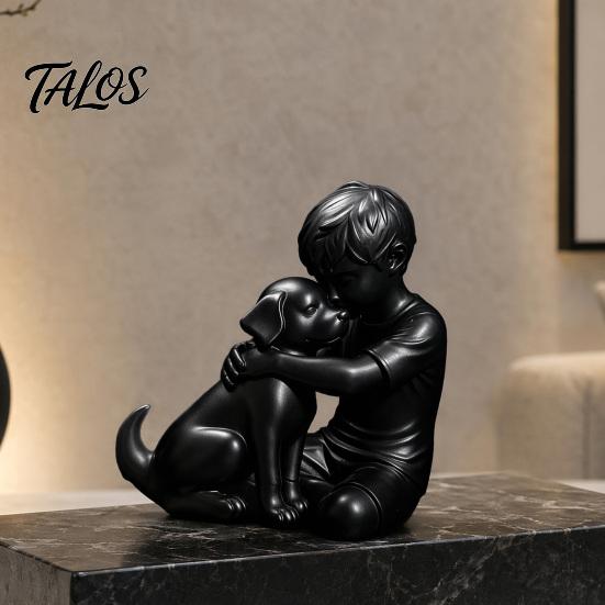 Talos 3D Printed Puppy And Boy Statue, Dog & Owner Sculpture, Hugging Figurine Decor, Home Decoration Healing Ornament Gift