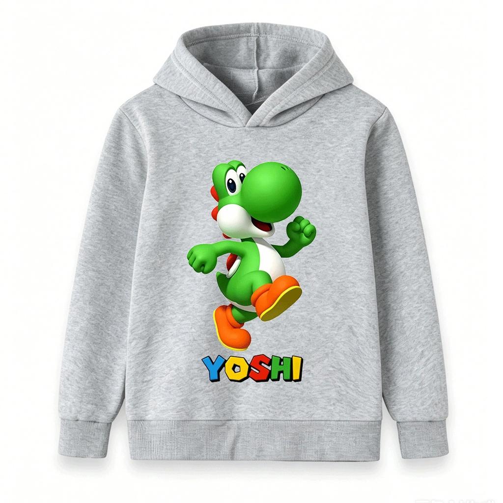 Kids Boys Girls Casual Hoodie, Cute Dinosaur Character Print Long Sleeve Pullover Sweatshirt for Children Daily Wear