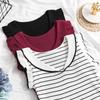 Vest Women's Summer Outerwear V-neck Knitted Ice Silk Sexy Little Fly Sleeves Ruffle Edge Striped Sleeveless Top Backless T-shirt Trendy