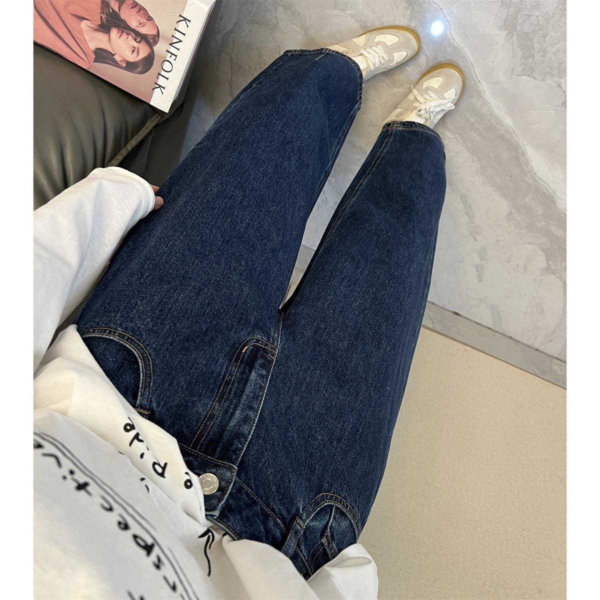 Petite Spring 2026 Wide-Leg Grandma Jeans - Korean Style Casual Women s Pants M синий